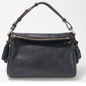 Dooney & Bourke Medium Florentine Leather Zip Hobo. Color Black